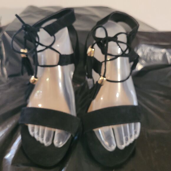 Merona Women’s Black Open Toe Mavis Gladiator Ghillie Laces Sandals Size 8 - Picture 1 of 10